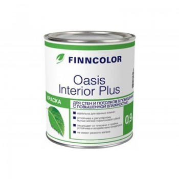 Краска для стен и потолков FINNCOLOR OASIS INTERIOR PLUS влагостойкая, глубокоматовая, база A 0,9л 