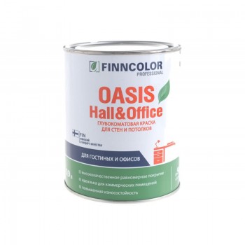 Краска для стен и потолков моющаяся Oasis Hall@Office FINNCOLOR, база A 0,9л 